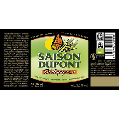 5410702000805 Saison Dupont Bio<sup>1</sup> - 25cl Bière biologique refermentée en bouteille (contrôle BE-BIO-01) Sticker Front